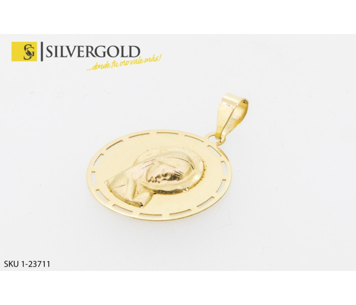 1-1-23711-1-Colgante medalla con virgen en relieve alto. Oro 18 kt.