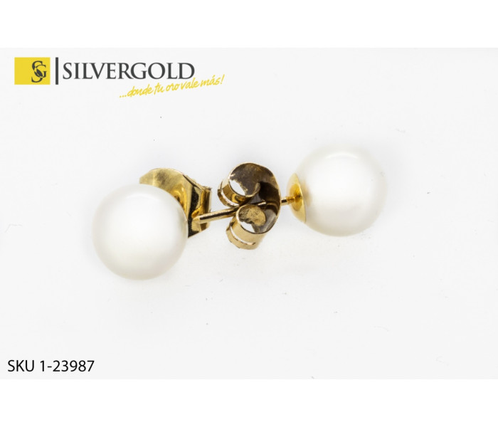 1-1-23987-1-Pendientes de perla medianos. Oro 18 kt.