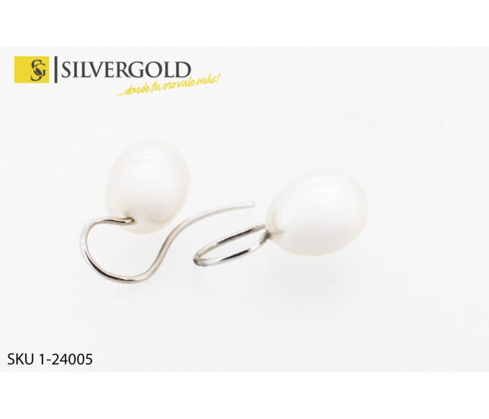 1-1-24005-1-Pendientes de piedra ovalada tipo perla. Oro 18 kt.
