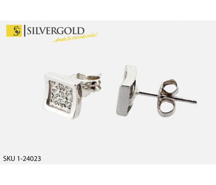 1-1-24023-1-Pendientes en oro blanco de forma cuadrada.Oro 18 kt.
