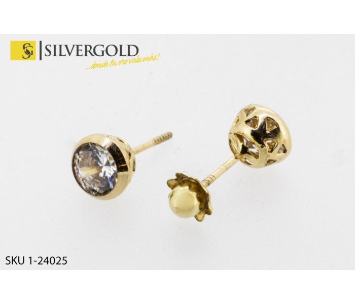1-1-24025-1-Pendientes con circonita en talla diamante.Oro 18 kt.