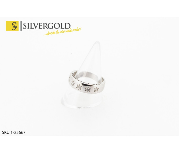 1-1-25667-1-Anillo en oro blanco con cinco piedras tipo circonita. Oro 18 kt