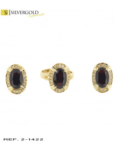 1-2-1422-1-D-Conjunto oro 18Kt. de pendientes y anillo con diamante