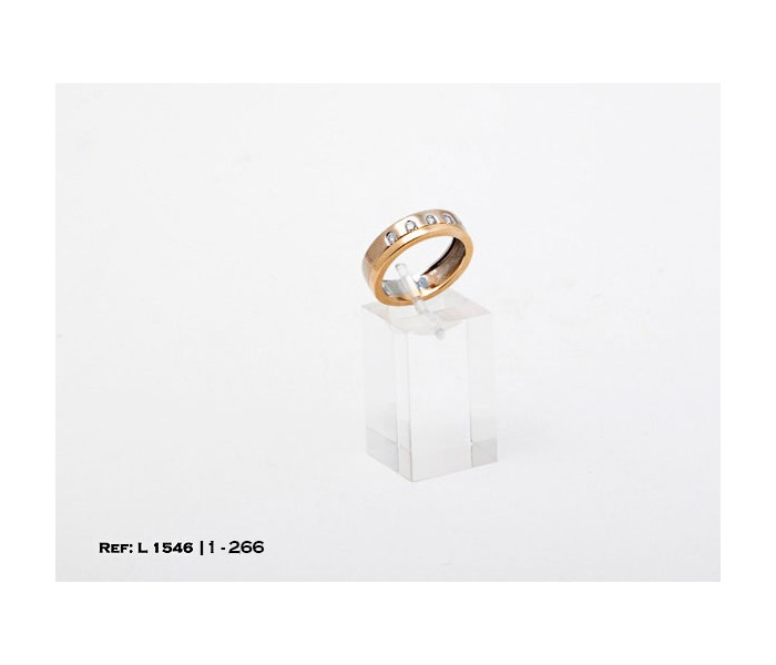 1-1-266-1-D-Anillo oro bicolor 18Kt. con 5 diamantes L1546