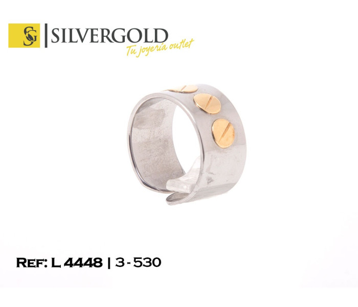 1-3-530-1-Anillo acero y oro con 4 remaches en oro L 4448