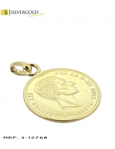 1-3-12768-2-Colgante Oro 18 Kt. Moneda 10 pesetas 1890 Alfonso XII