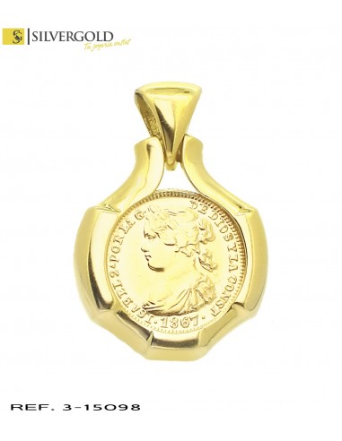 1-3-15098-1-Colgante oro 18Kt. con moneda de la reina Isabel