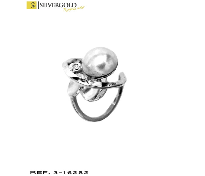 1-3-16282-1-DIA-Anillo oro blanco 18Kt. de diseño con perla japonesa y diamante