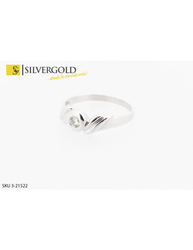1-3-21522-1-Anillo Oro blanco con ondas decorativa y Diamante central talla brillante. Oro 18 kt