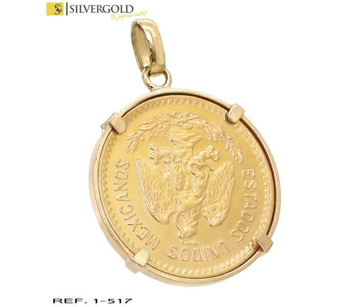 1-1-517-1-Colgante oro 18Kt. con moneda 10 pesos mexicanos 1959 L3991