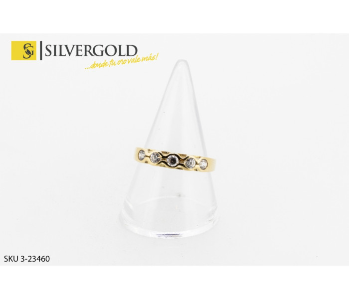 1-3-23460-1-Anillo cinquillo con circonitas. Oro 18 kt..