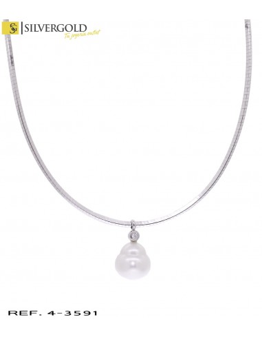 1-4-3591-1-Gargantilla oro blanco 18Kt. con colgante de perla y diamante