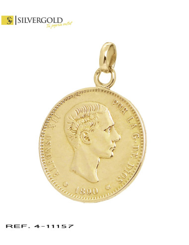 1-4-11157-1-Colgante oro 18Kt. moneda 1890 Alfonso XII
