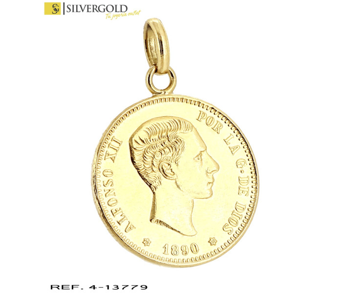 1-4-13779-1-Colgante oro 18 Kt. moneda 25 pesetas españa