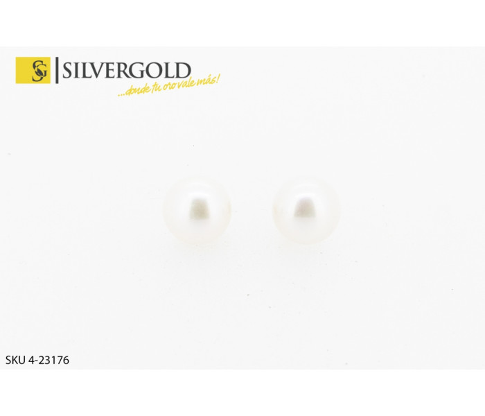 1-4-23176-1-Pendientes de bola tipo perla con tuerca a presión. Oro 18 kt