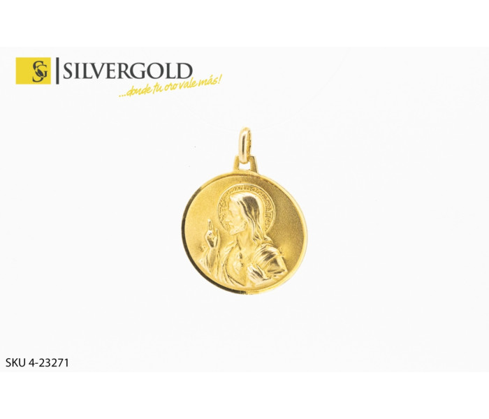1-4-23271-1-Medalla redonda motivos religiosos ambas caras. Oro 18 kt