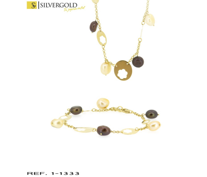 1-1-1333-1-Conjunto gargantilla y pulsera con piedras tipo perla con color
