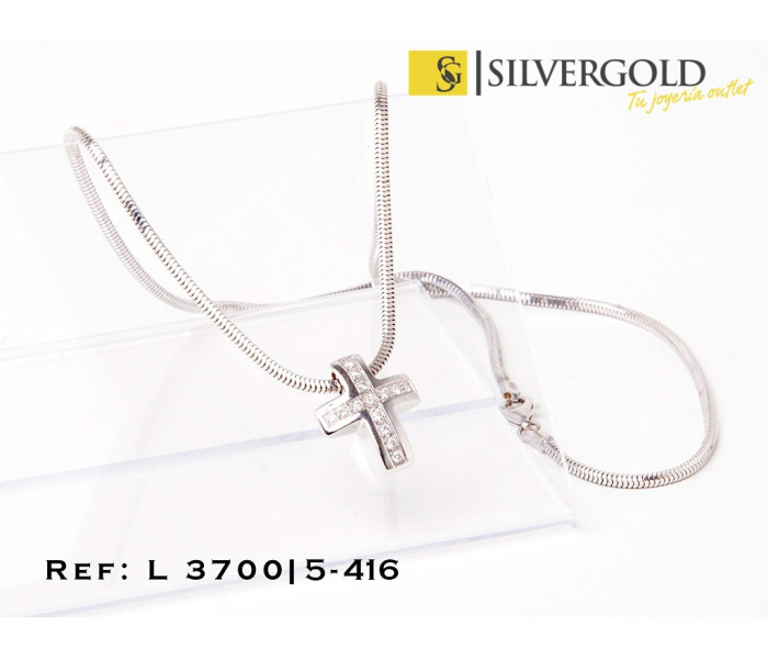 1-5-416-1-DIA-Cordon veneciano oro blanco (45 cm) y cruz con pavé de diamantes L3700