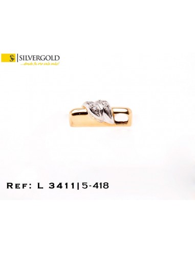 1-5-418-1-DIA-Colgante bicolor alargado con diamantes . Oro 18 kt