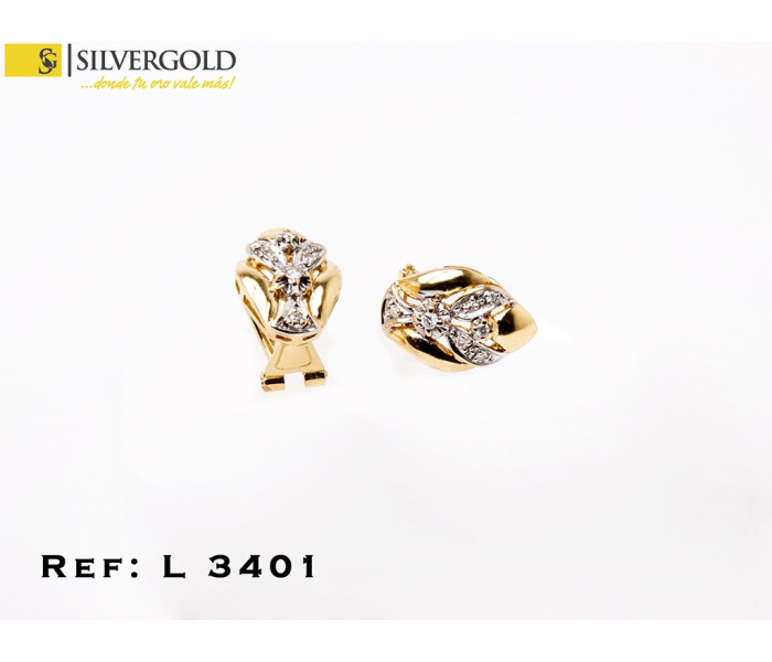 1-5-451-1-DIA-Pendientes ovales bicolor con diamantes y cierre omega L3401