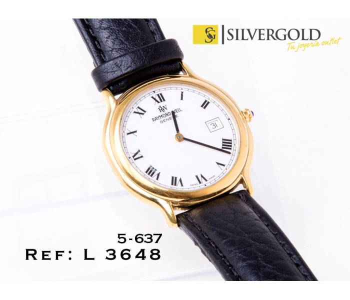 1-5-637-3-R-Raymond Weil Geneve correa de cuero negra L3648