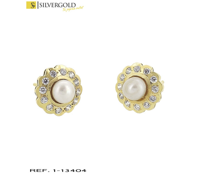 1-1-13404-1-Pendientes en forma de flor perla central y zirconitas