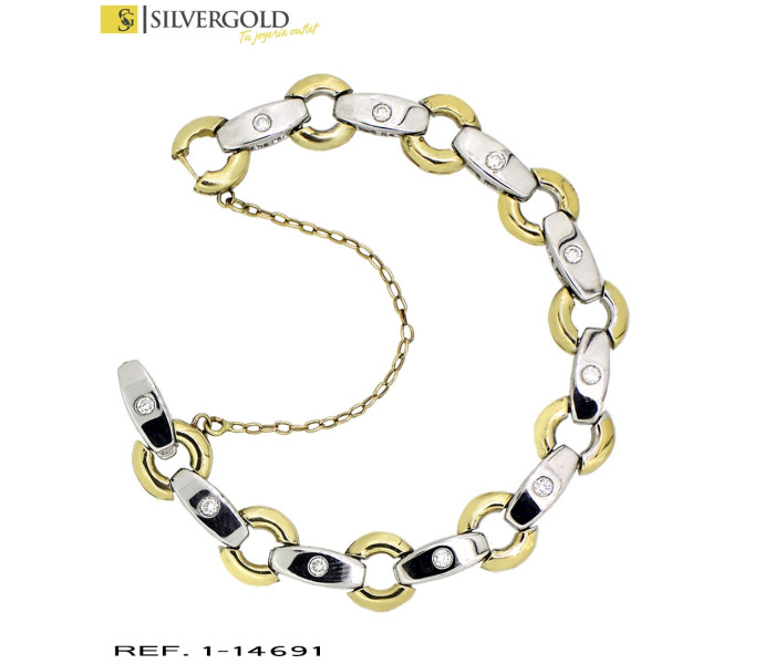 1-1-14691-1-D-Pulsera oro bicolor 18Kt. con diamantes