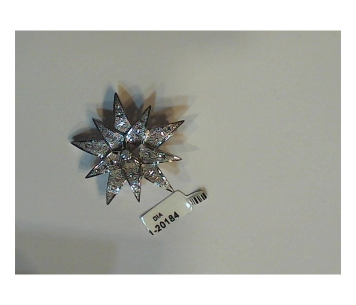 1-1-20184-1-DIA -Broche en oro blanco en forma de flor con pequeños diamantes de 0.75 Aprox.