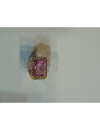 1-1-20187-1-DIA-Anillo tipo sello con piedra rosa y otras tipo diamante de 0.45 Aprox.alrrededor