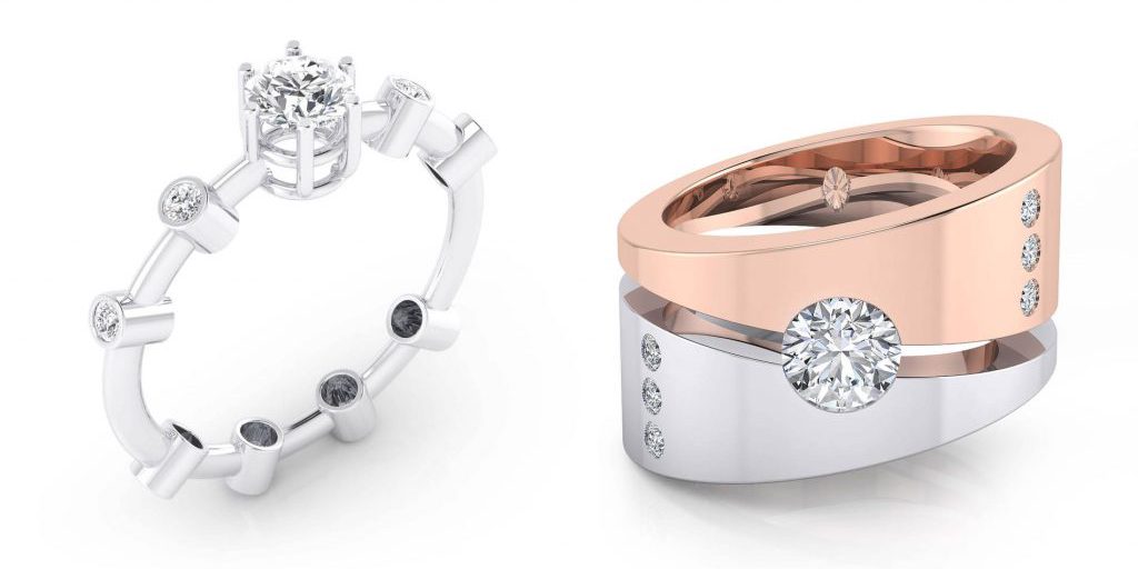 Anillos con diamantes oro blanco y rosa